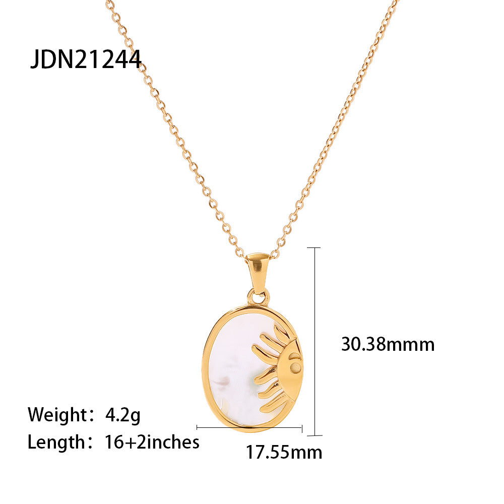 Oval pale inlay with a partial sun motif and measurement labels