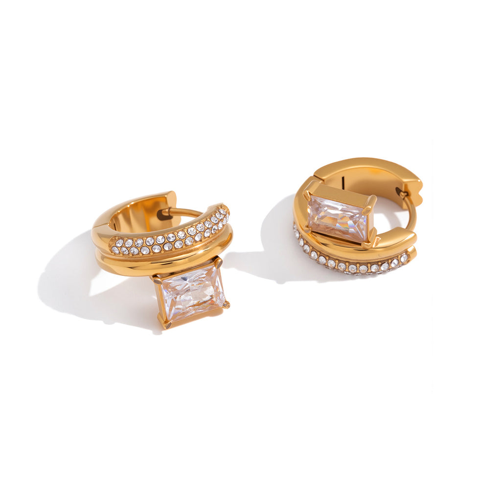 Gold-Tone Stainless Steel Hoop, Stud and Ear Cuff Collection finish and shape detail