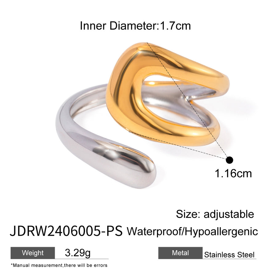 Two-tone stainless steel ring size image showing 17 mm inner diameter and 3.29 g weight