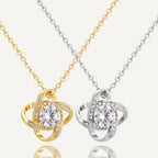 gold plated and silver-finish orbit pendant necklaces with clear stones