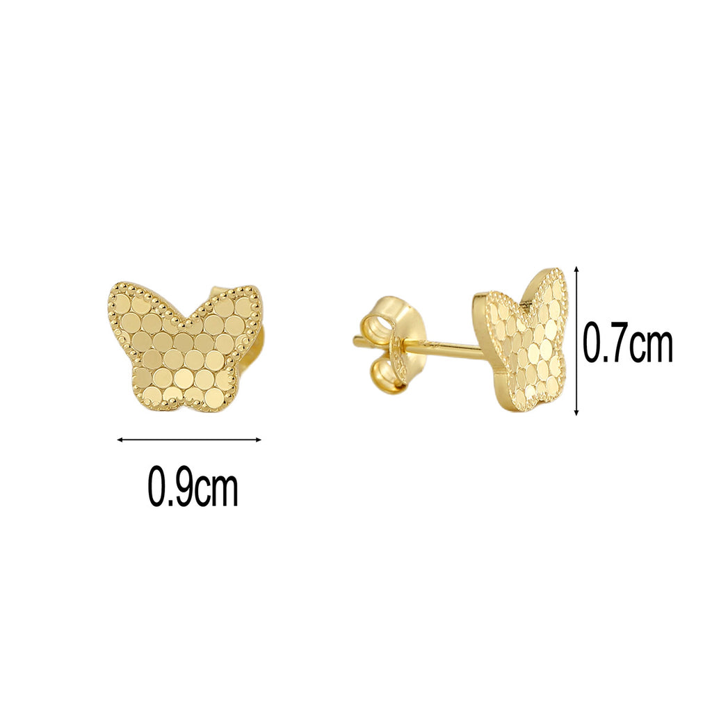 0.9 by 0.7 cm textured butterfly stud earring dimensions