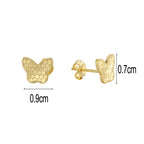 0.9 by 0.7 cm textured butterfly stud earring dimensions