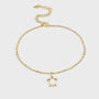 gold plated sea turtle iridescent charm anklet on gray
