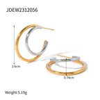 Stainless Steel Hoop Earring Collection in Mixed Finishes — scale reference
