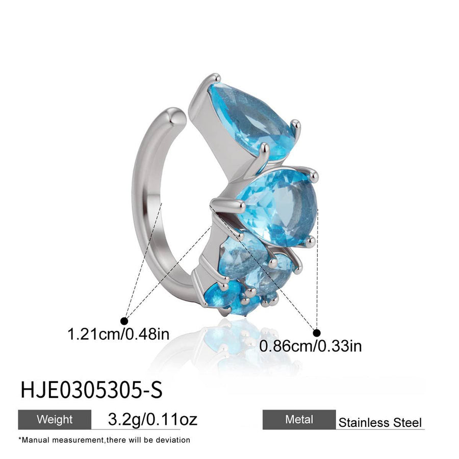 Blue zirconia silver tone cuff dimensions