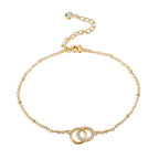 front product view of gold plated geometric zirconia anklet