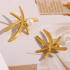 front and back view of stainless steel palm motif studs