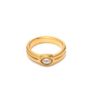 Isolated gold plated double-band ring with white center