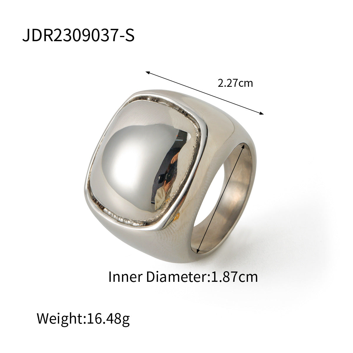 Wholesale Gold Plated Stainless Steel Dome Statement Ring Collection - scale reference