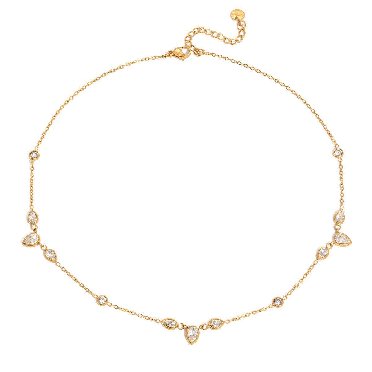 isolated gold plated mixed-cut station necklace