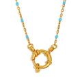 Gold Plated Stainless Steel Multicolor Bead Circle Pendant Necklace — chain detail