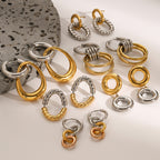 Two-Tone Circular Stainless Steel Earring Collection — wholesale view 1