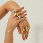 Wholesale Gold Plated Stainless Steel Dome Statement Ring Collection - side profile