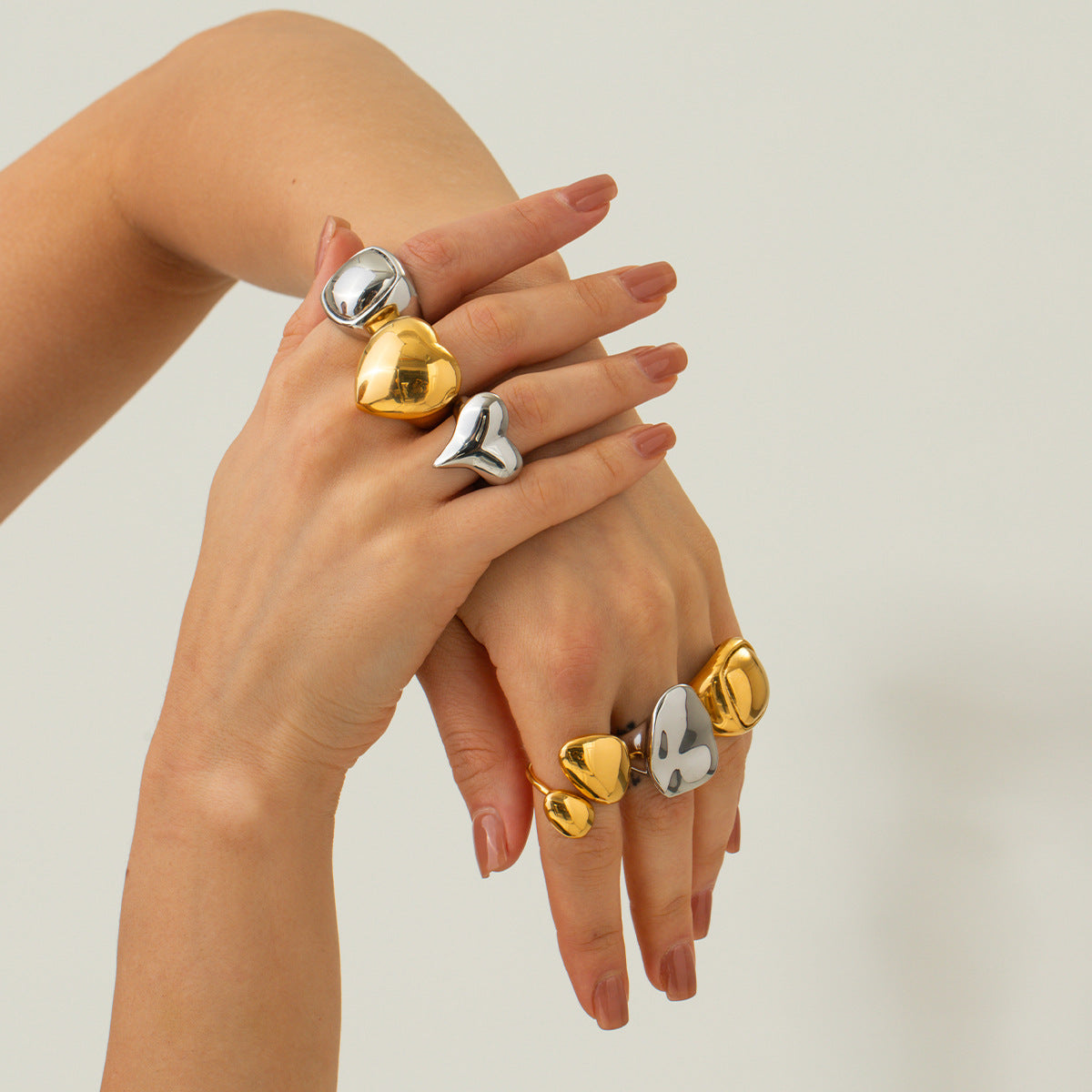 Wholesale Gold Plated Stainless Steel Dome Statement Ring Collection - side profile