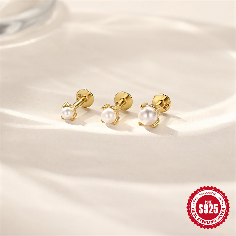 three gold plated resin bead flat-back earrings displayed on satin
