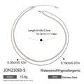 Layered stainless steel necklace with chain length and width diagram