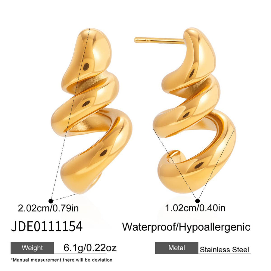 Polished gold-tone ribbon curl stud earrings