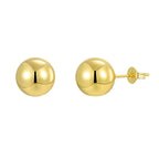 front and side views of polished ball stud earrings