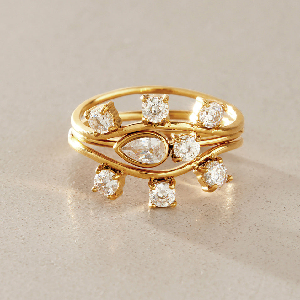 Close-up of nested zirconia ring set