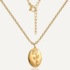 gold plated stainless steel necklace with a rose medallion pendant