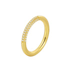 isolated gold plated triple-row clear zirconia band ring