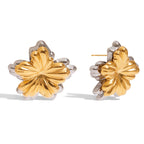 Wholesale Gold-Tone Stainless Steel Floral Stud Earring Collection - design detail