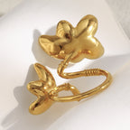 rear view of the sculpted floral ends and wrapped open band