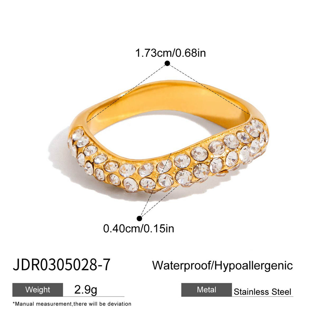 Gold-tone band with two rows of clear accents
