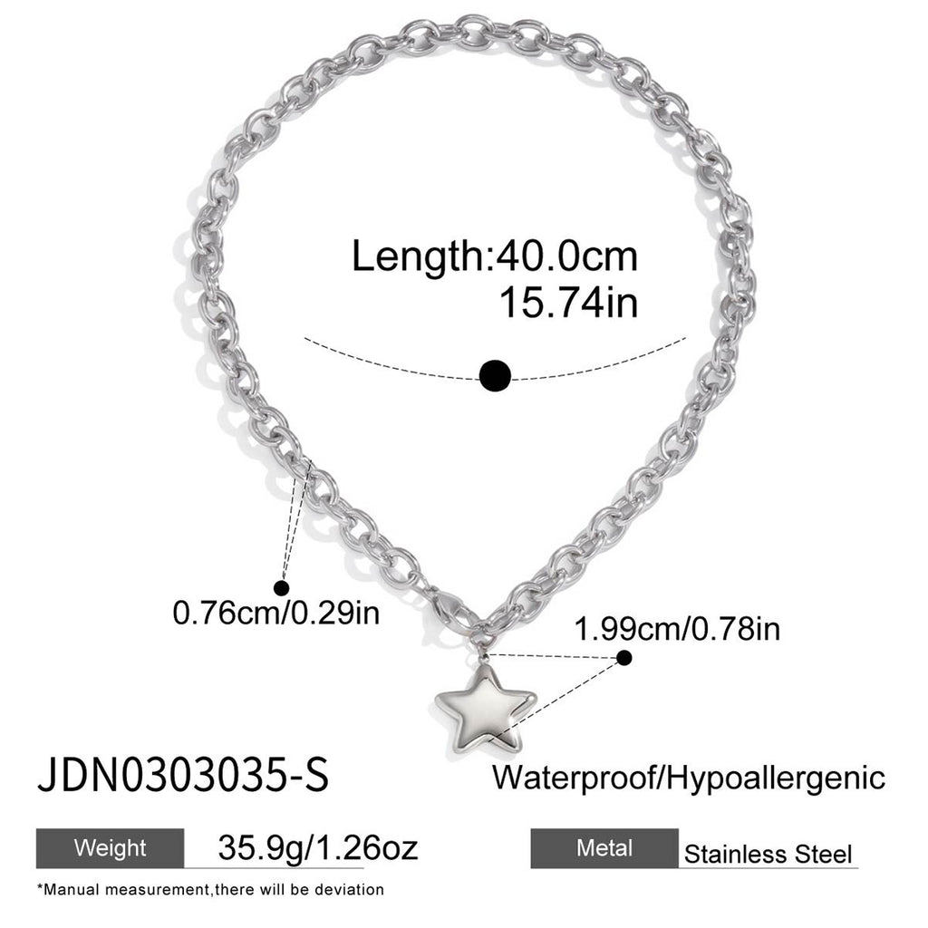 Silver-tone link chain with a silver-tone star