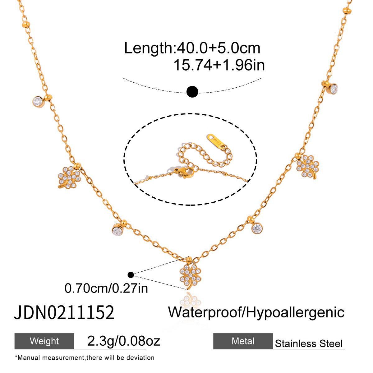 Flower charm necklace and extension chain
