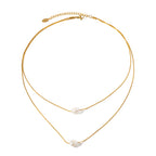 Layered Pearl-Look Stainless Steel Necklace Collection finish and shape detail