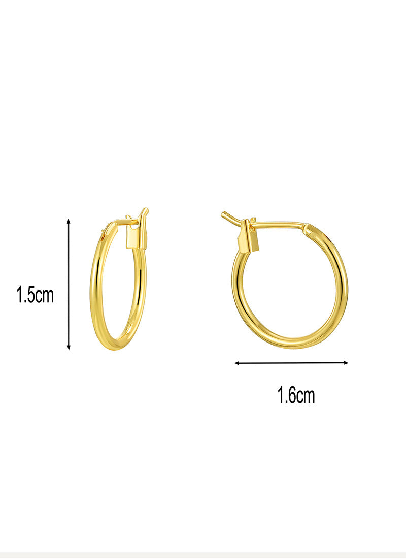 gold plated classic round hoop earrings in 16 mm diameter