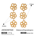 Stainless steel three-flower drop earrings with width and length diagram