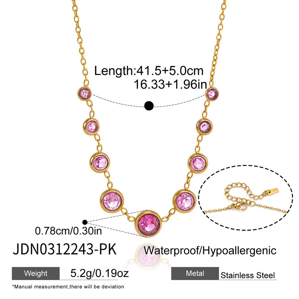 Pink-stone necklace measurement image