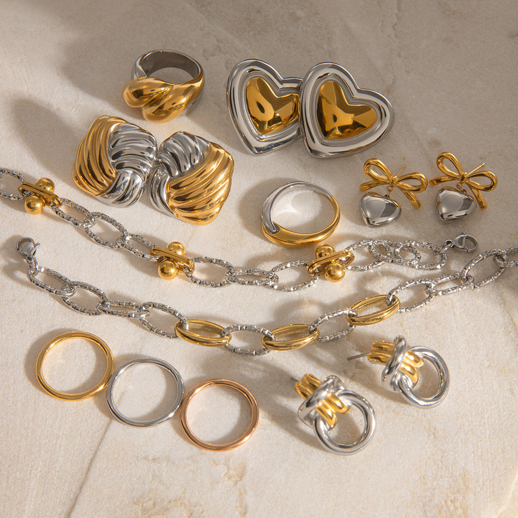 Mixed-Style Stainless Steel Jewelry Collection shown on model