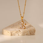 Gold Plated Clear Accent Flower Pendant Necklace – product view 3