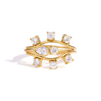 Front view of assembled gold-tone eye ring set