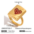 Playing Card Heart Stainless Steel Ring, Earrings and Chain Necklace — close-up of the stud earrings