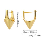 pyramid huggie hoop earrings with 24 by 19 millimeter measurements