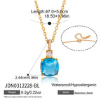 Blue cushion pendant chain length diagram