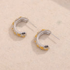open back and post view of two-tone floral C-hoops