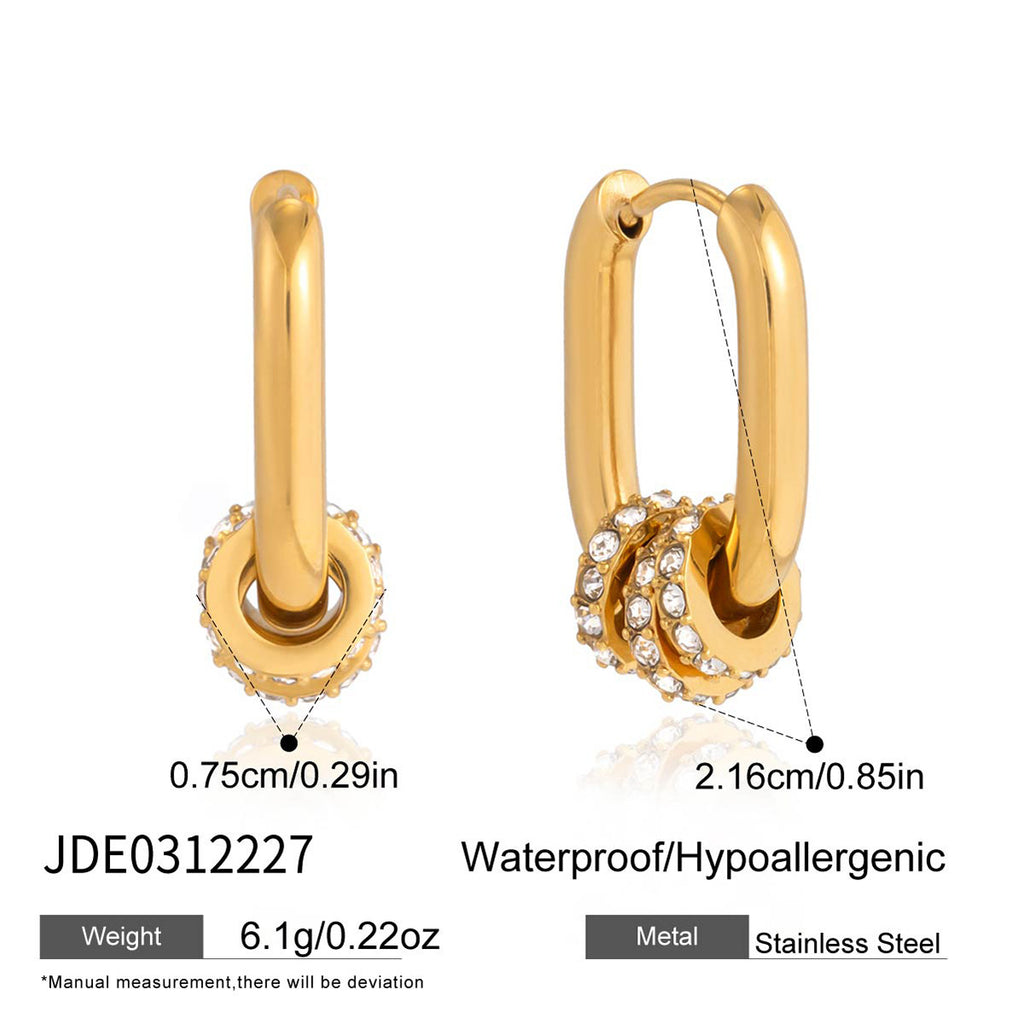 Gold-finish oval hoop size image showing 21.6 by 7.5 mm