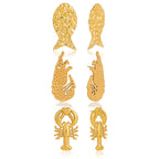 Lobster, shrimp and fish earrings on white