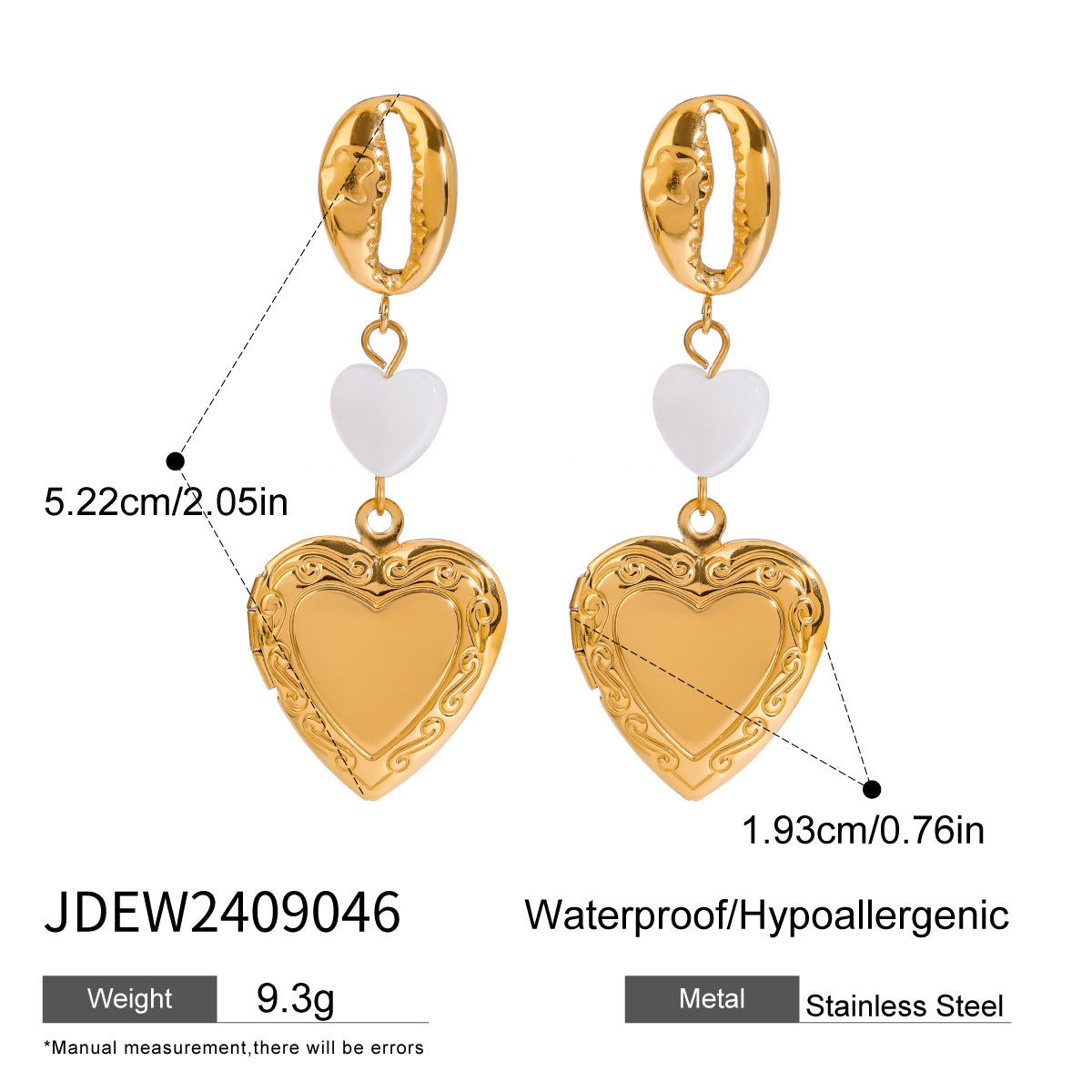 Gold-Tone Heart Stainless Steel Earring Collection — wholesale view 5