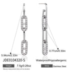 Paperclip link earring dimensions and material reference