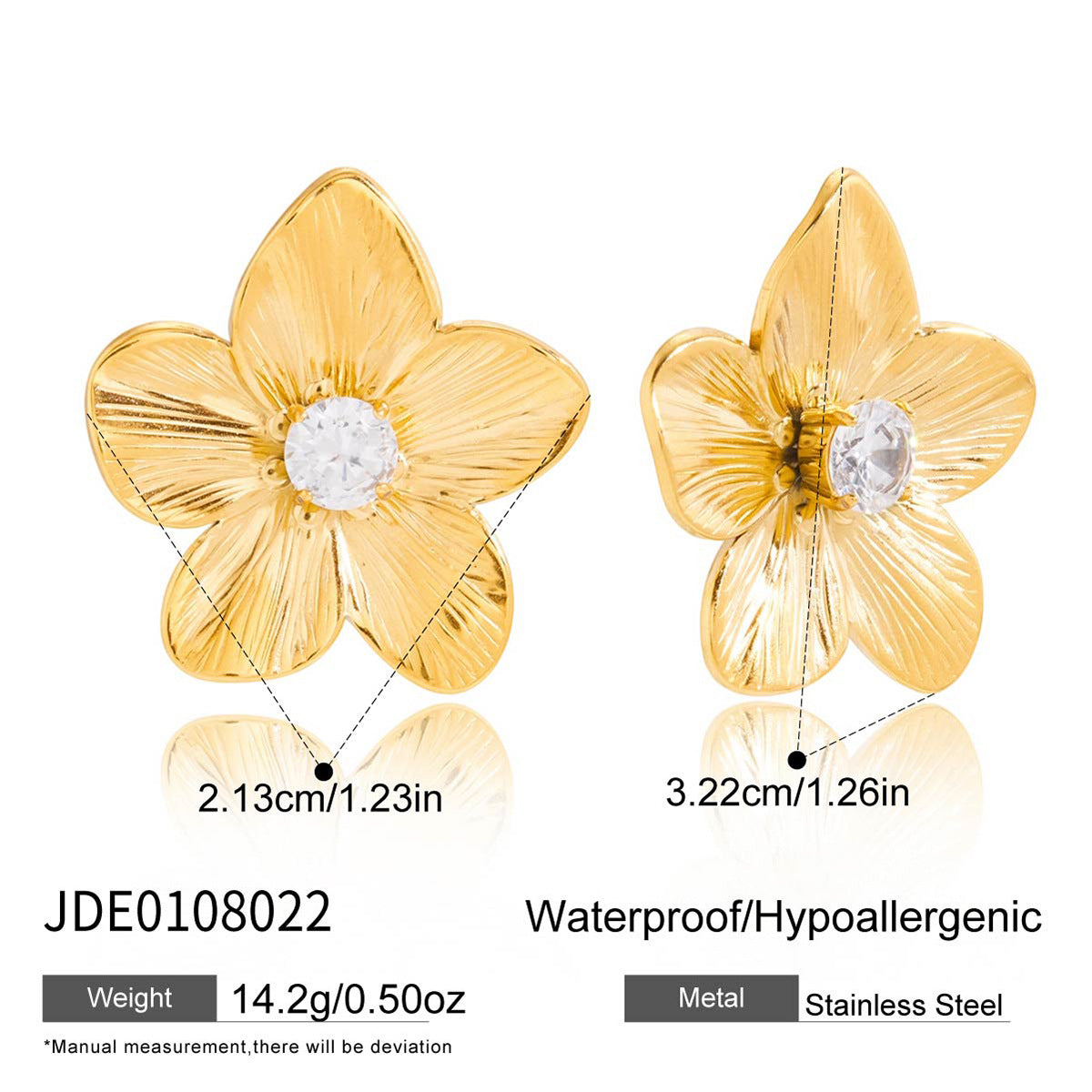 Gold-Tone Floral Stainless Steel Earring Collection variant reference