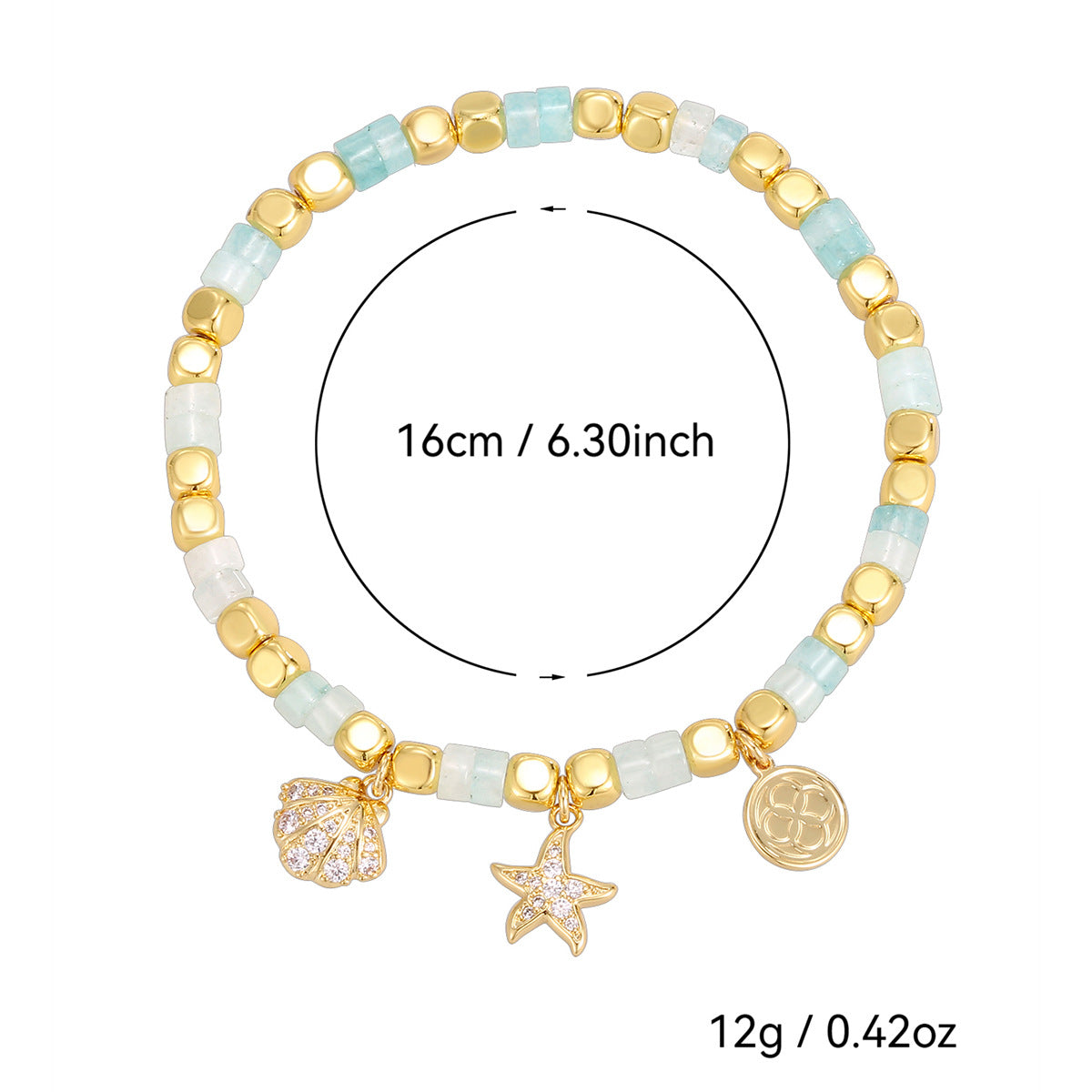 shell and starfish beaded bracelet size and supplier-listed weight