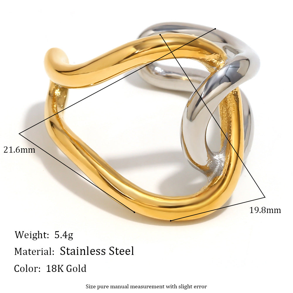 interlocking loop ring with listed dimensions and 5.4 g weight