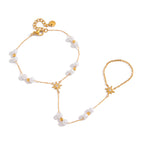Gold plated stainless steel hand chain with finger loop