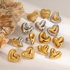 Wholesale Stainless Steel Heart Stud Earring Collection in Mixed Finishes - side profile